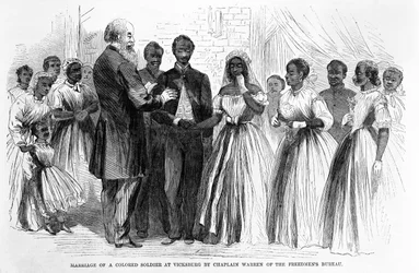 Matrimonio di un soldato di colore a Vicksburg da Chaplain Warren del Freedmen
